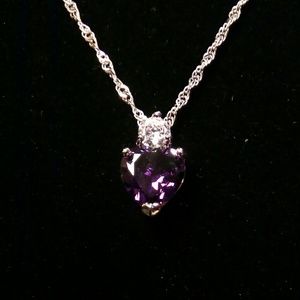 Purple CZ, plated pendant necklace